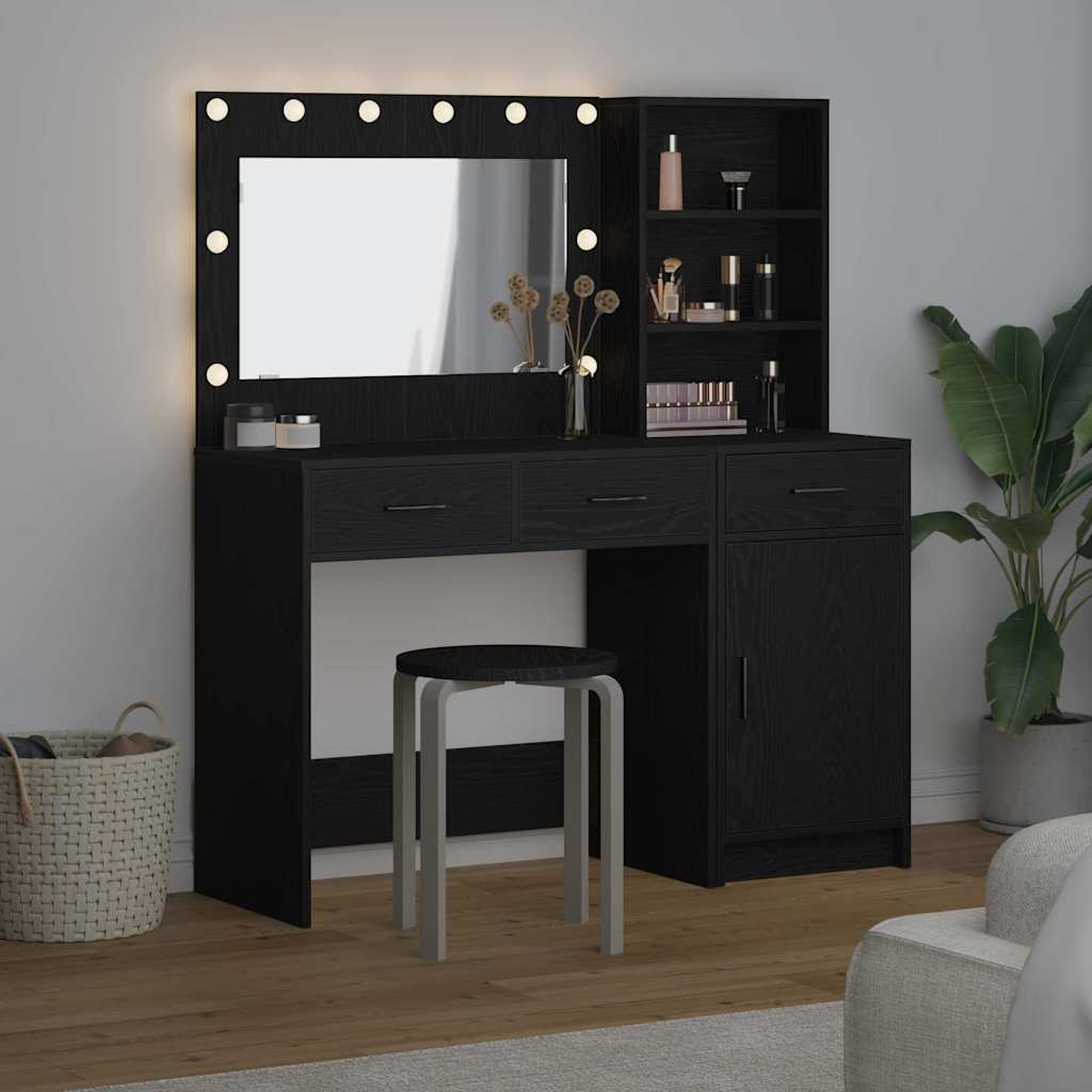 Schminktisch mit Spiegelbeleuchtung 2 pcs Weiß Holzwerkstoff