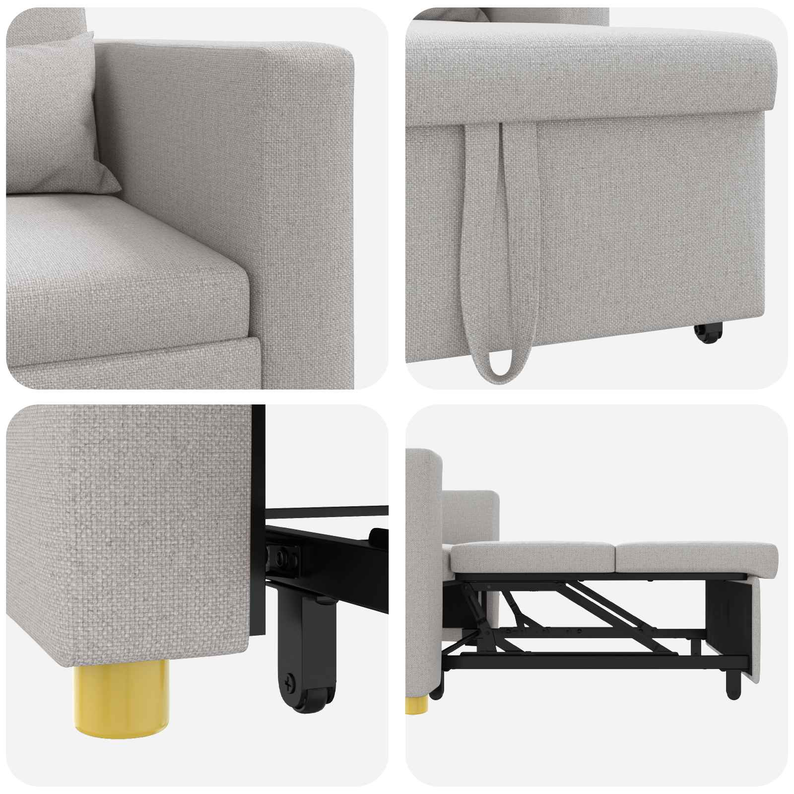 Ausziehbare Schlafcouch Einzel Hellgrau 90 x 165 x 87 cm Stoff