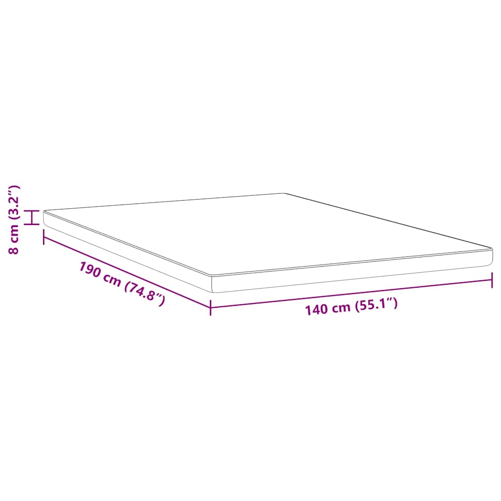 Matratzenauflage Weiß 70 x 200 cm Jacquard-Stoff