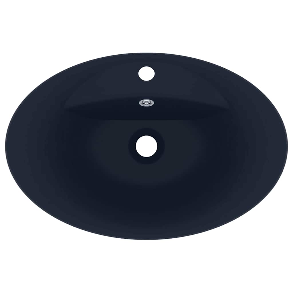 Luxus-Waschbecken Überlauf Oval Matt-Weiß 58,5x39 cm Keramik