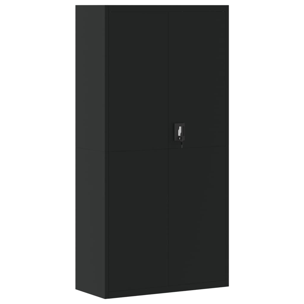 Aktenschrank mit 2 Türen Grau 90 cm Stahl