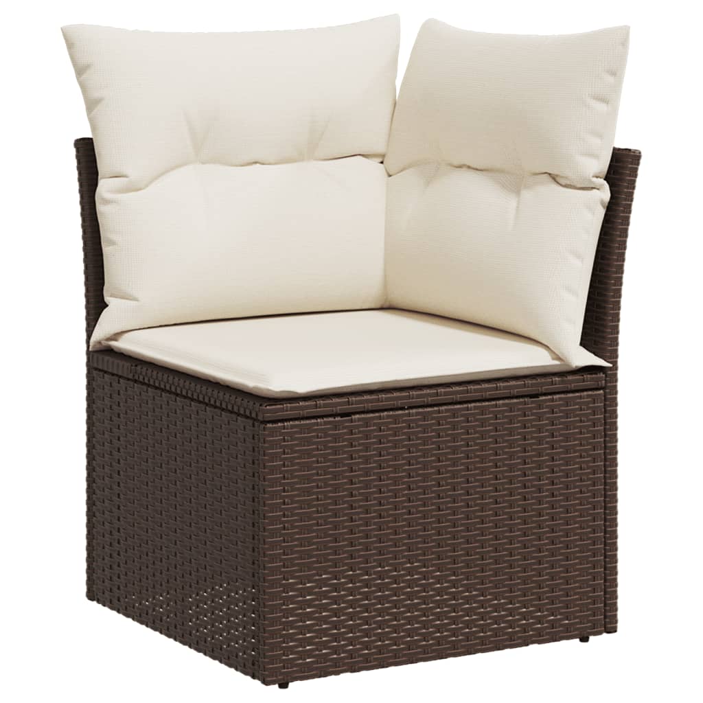 3-tlg. Garten-Sofagarnitur mit Kissen Schwarz Poly Rattan