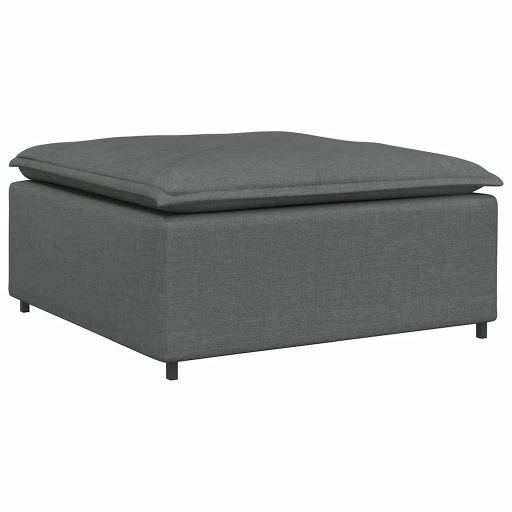 Modulares Sofa mit Fußhocker Kissen Stoff Hellgrau
