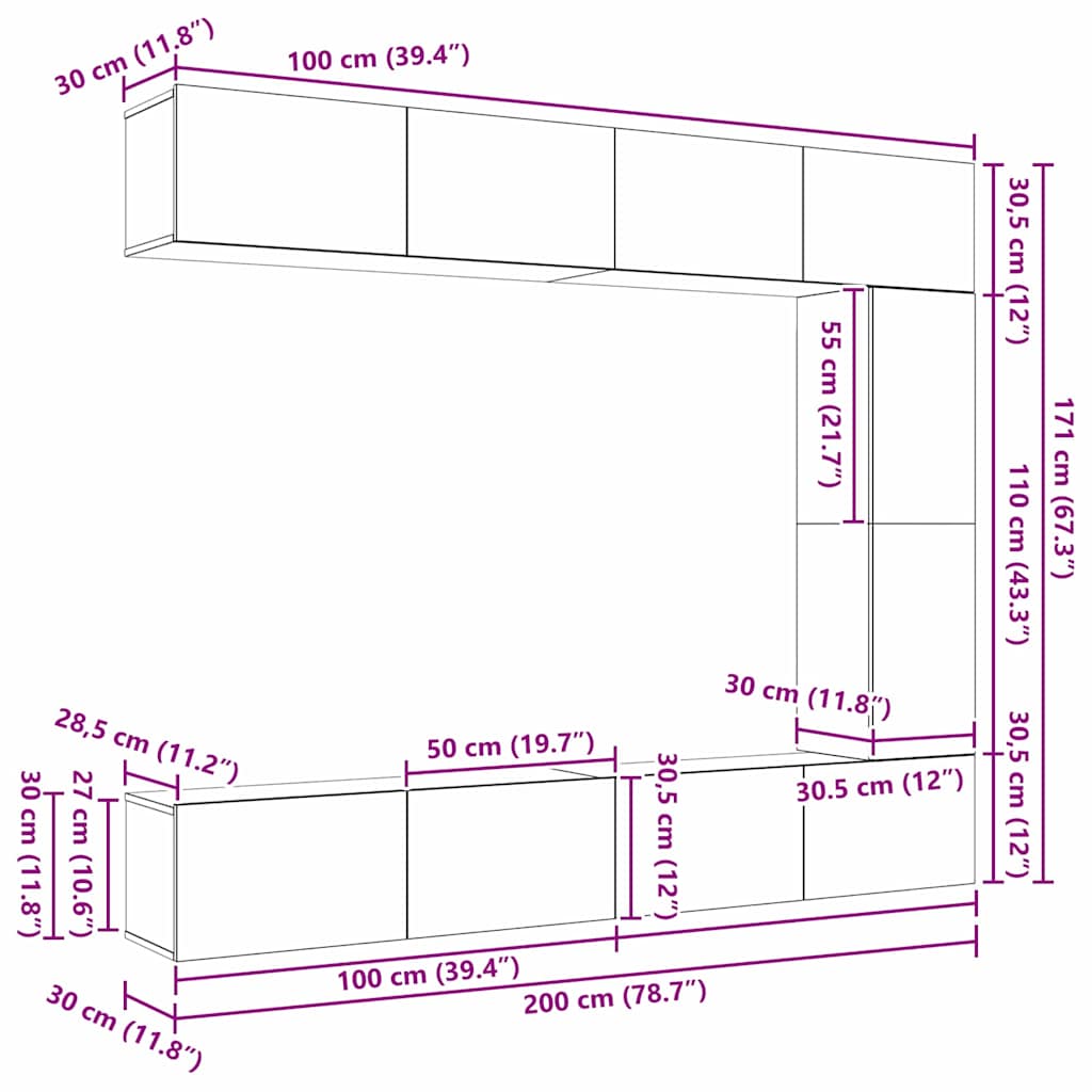 3-tlg. TV-Schrank-Set Weiß Holzwerkstoff