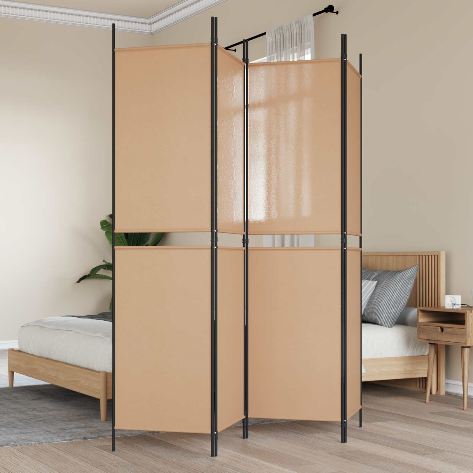 3-teiliger Raumteiler Beige 150 x 180 cm Stoff