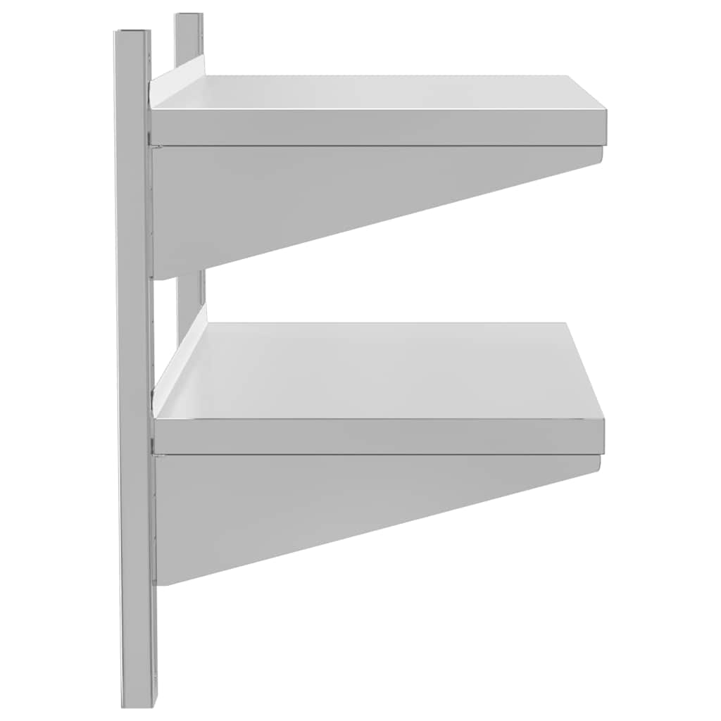 Wandregal mit 2 Böden 100x40x60 cm Silbern Edelstahl