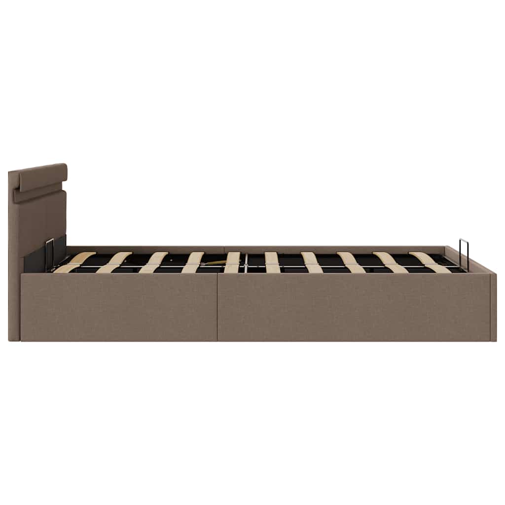Bett mit Bettkasten Hydraulisch LED Dunkelgrau Stoff 90x200 cm