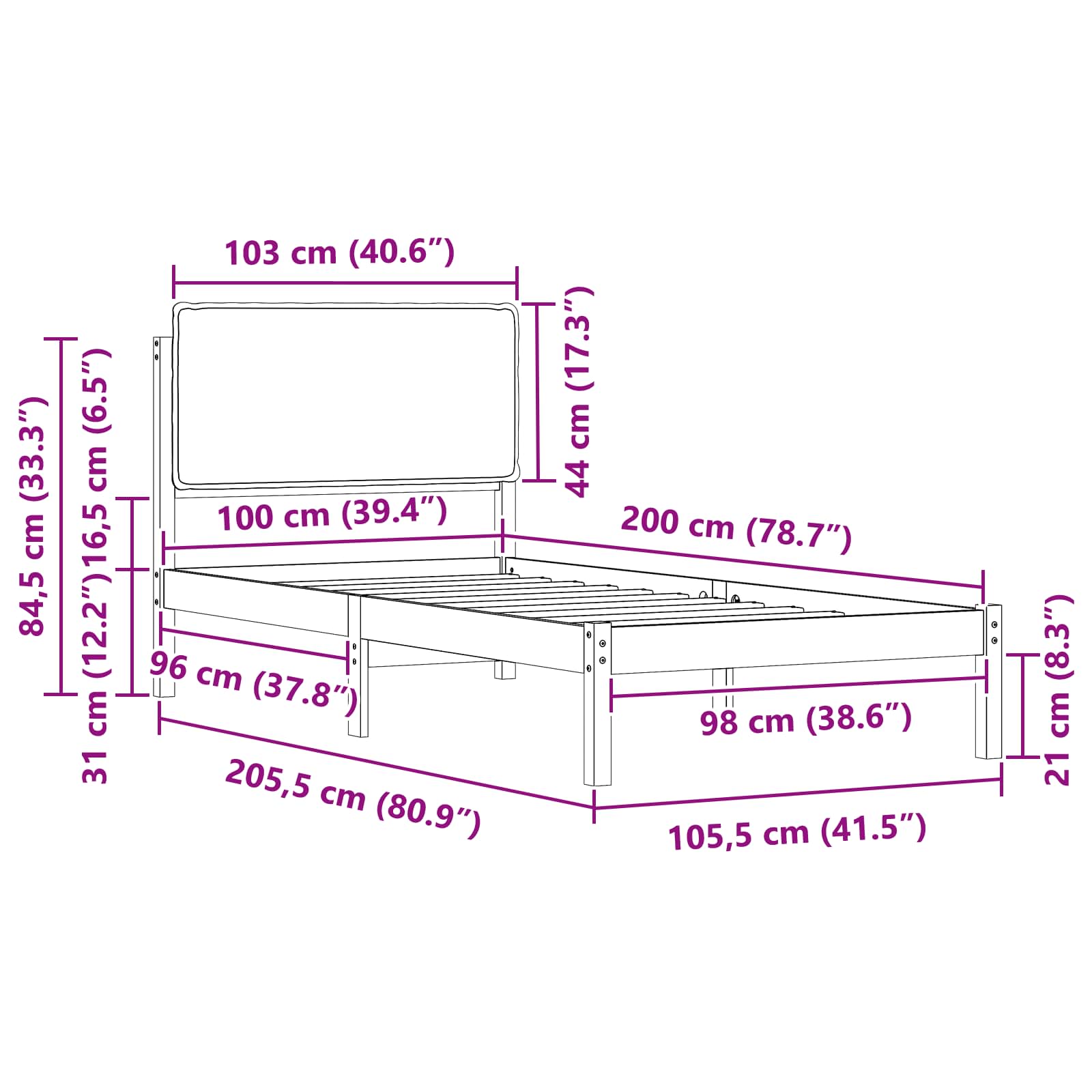 Bettgestell mit gepolstertem Kopfteil Hellgrau 200 x 200 cm