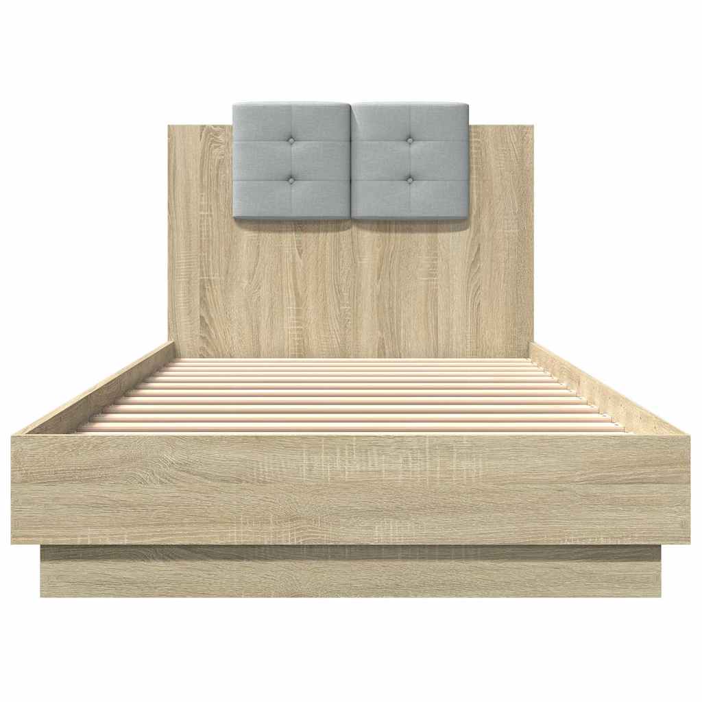 Bettgestell mit Kopfteil Grau Sonoma 180x200 cm Holzwerkstoff