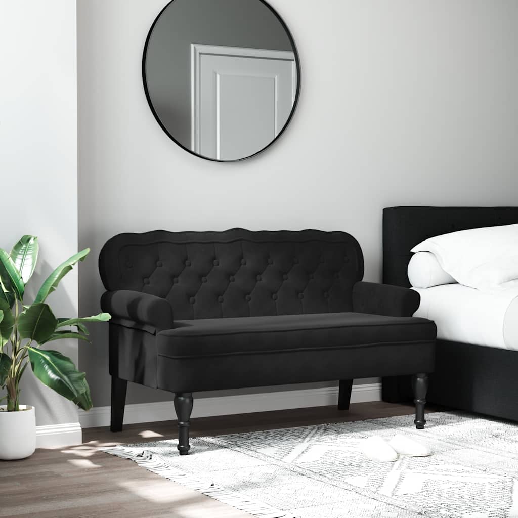 Sitzbank mit Rückenlehne Dunkelgrau 119,5x64,5x75 cm Samt