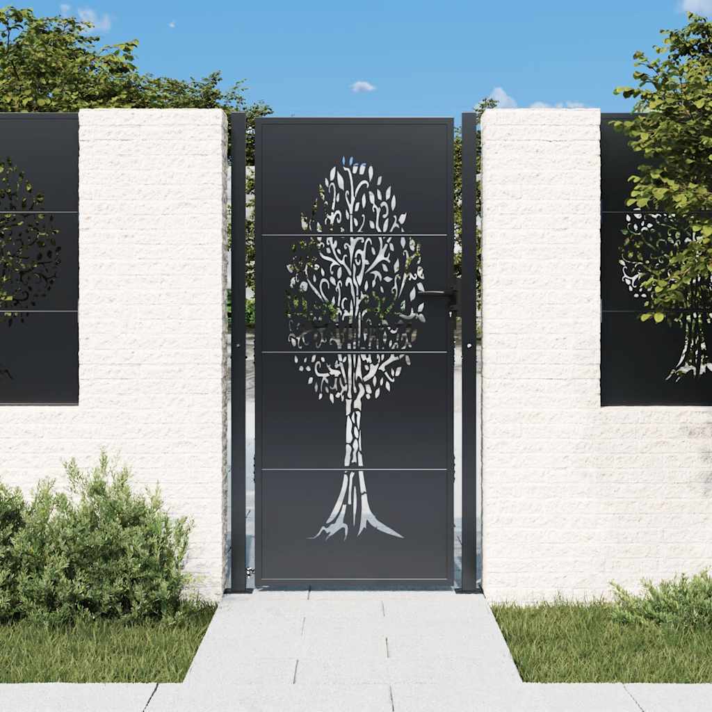 Gartentor Anthrazit 100x75 cm Stahl Baum-Design