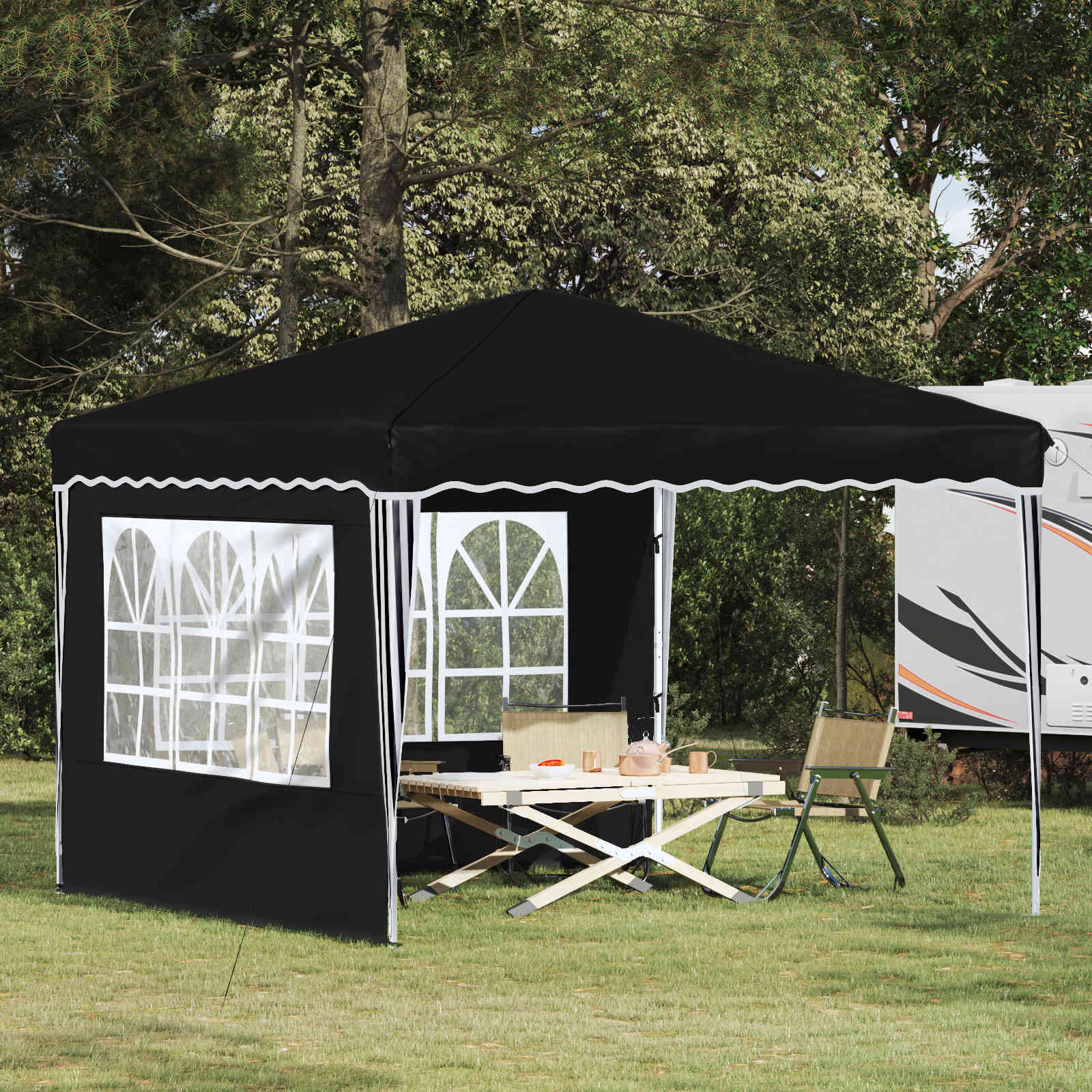 Pop-up Partyzelt 288 x 288 x 245 cm Creme Oxford-Stoff