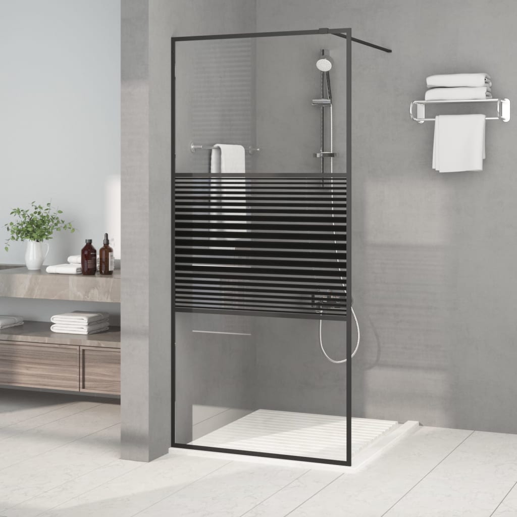 Duschwand für Begehbare Dusche Schwarz 100x195 cm ESG-Glas Klar