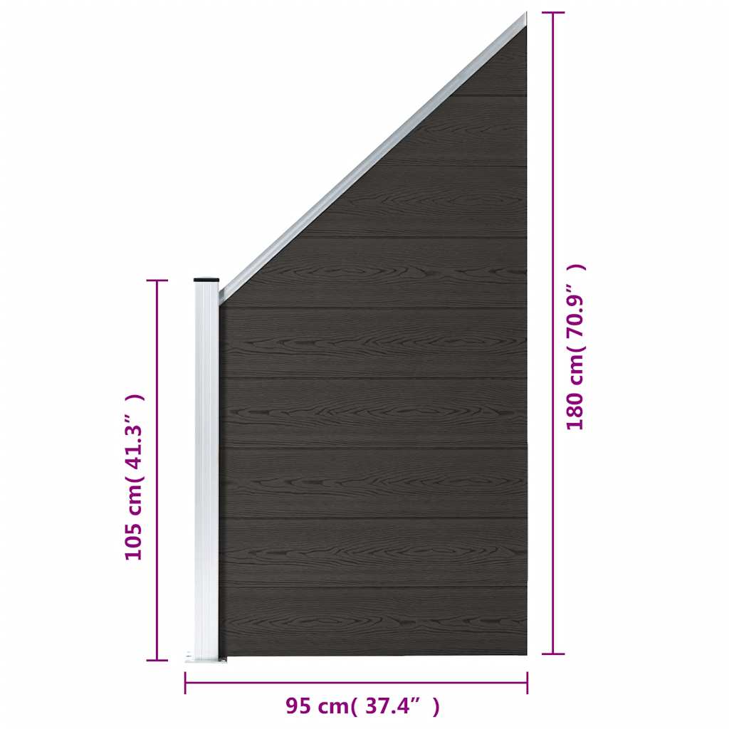 Zaunelement WPC 180x186 cm Schwarz