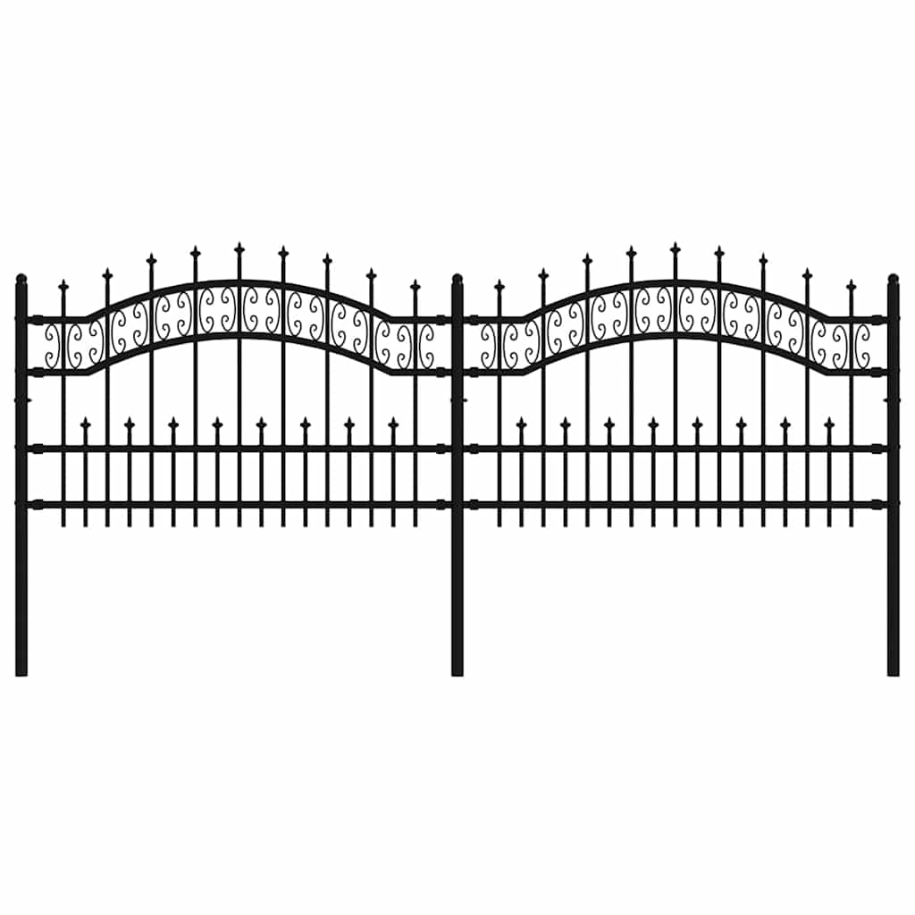 Gartenzaun KAMPEN mit Speerspitze Schwarz 240 x 75 cm Stahl