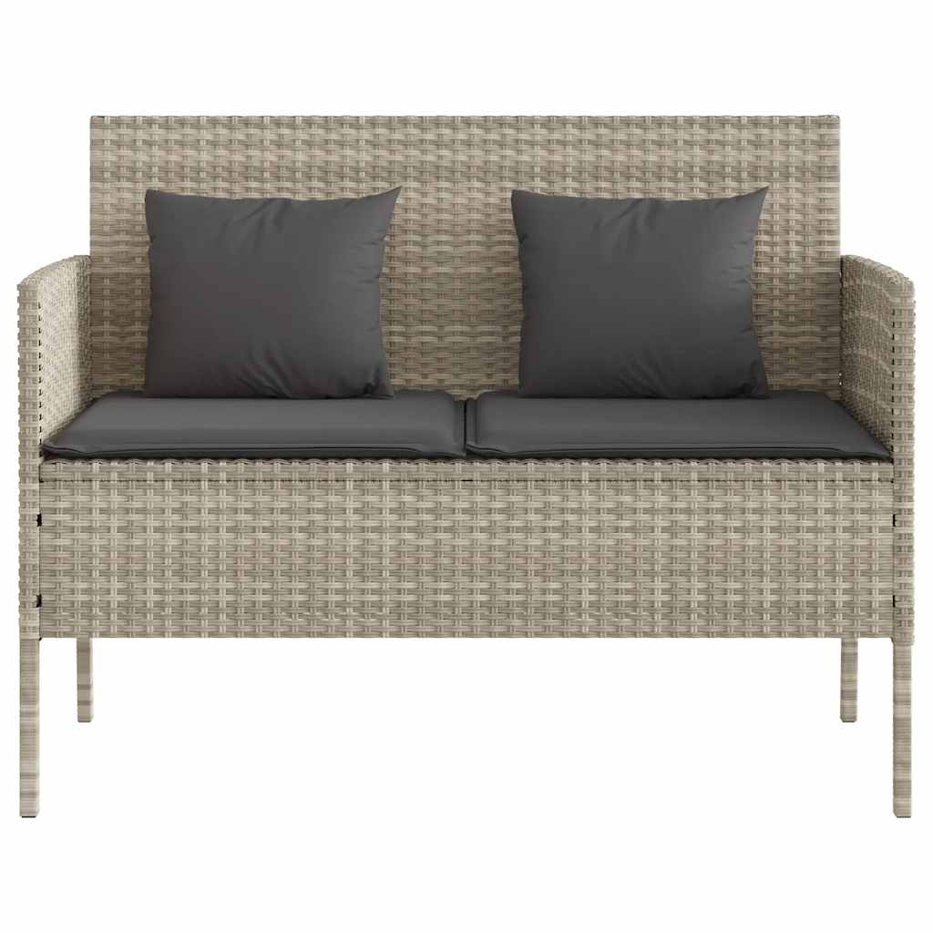 Gartenbank mit Kissen Schwarz Poly Rattan