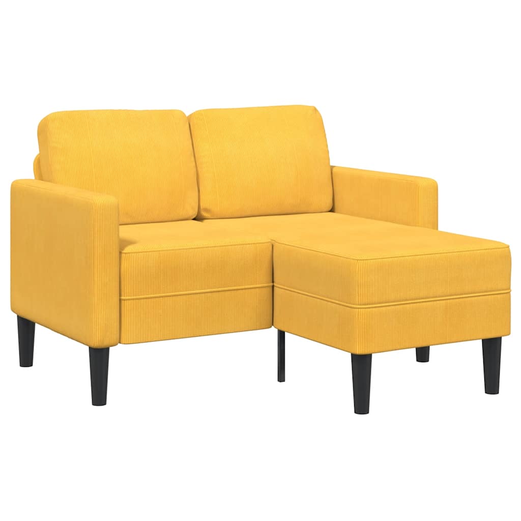 2-Sitzer-Sofa mit Chaiselongue L-Form Hellgrau 125 cm Leinen
