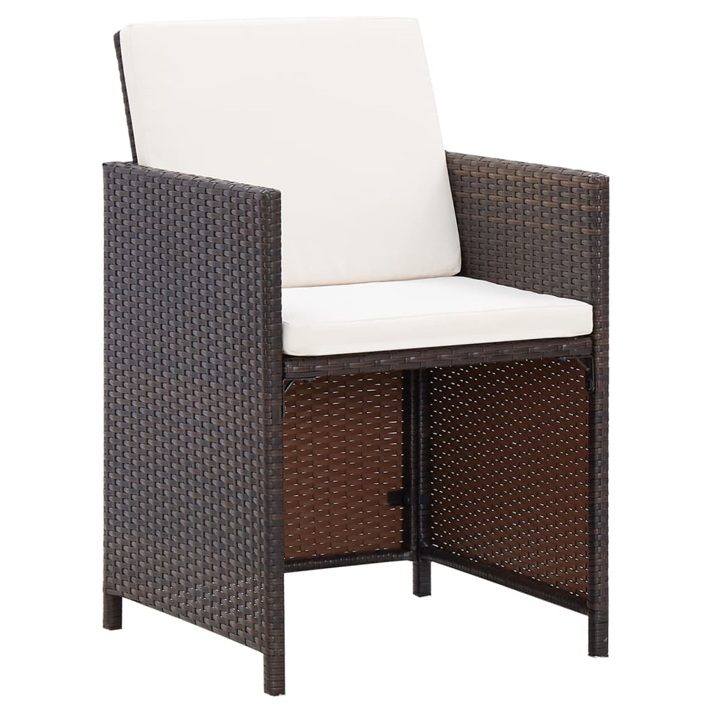 4-tlg. Gartenstuhl und Hocker Set Poly Rattan Schwarz