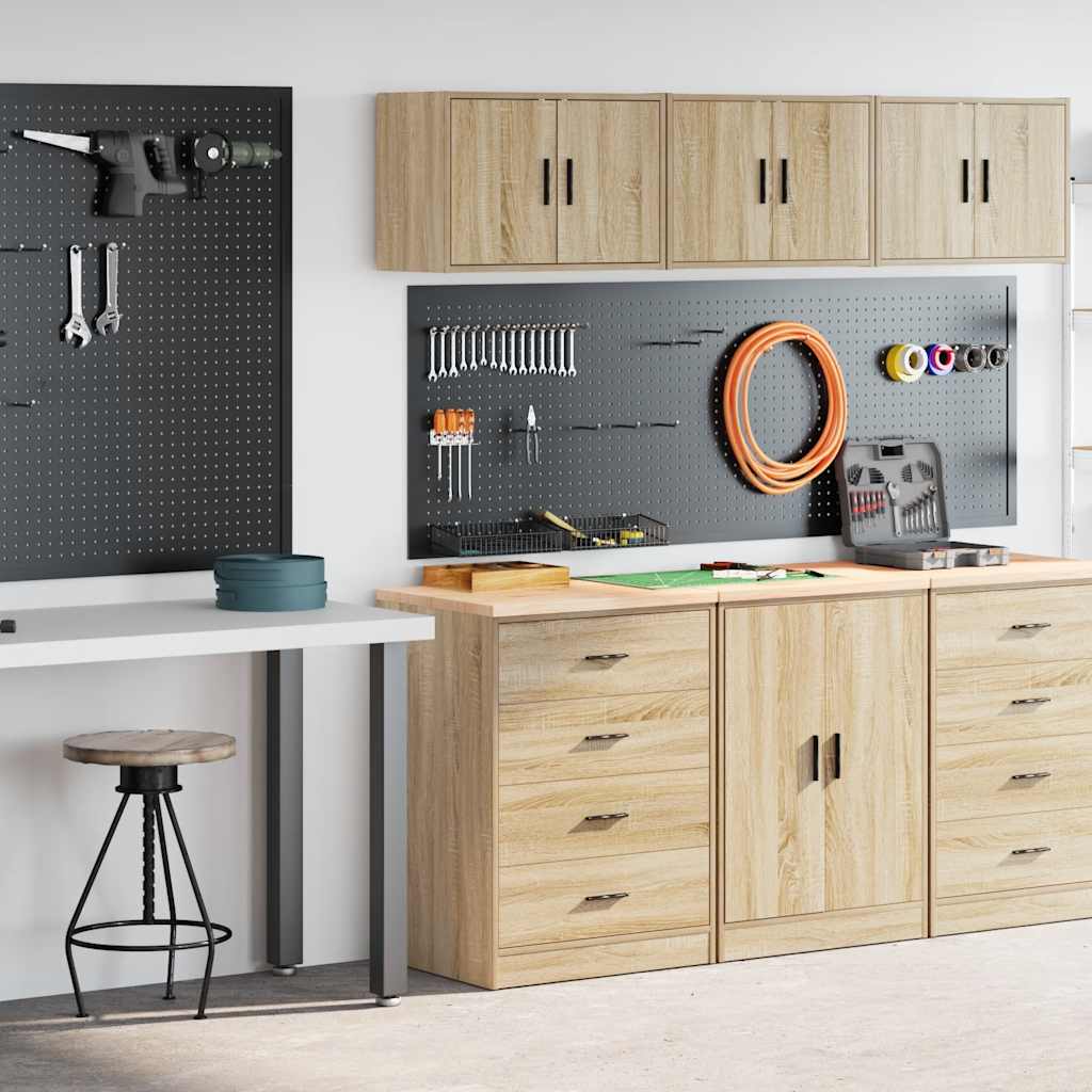 Garagenschränke 2 Stk. Schwarz Holzwerkstoff