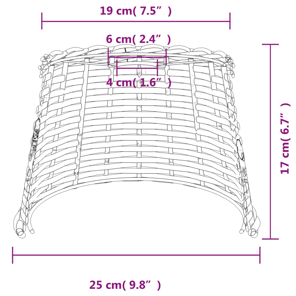 Lampenschirm Weiß Ø15x12 cm Korbweide