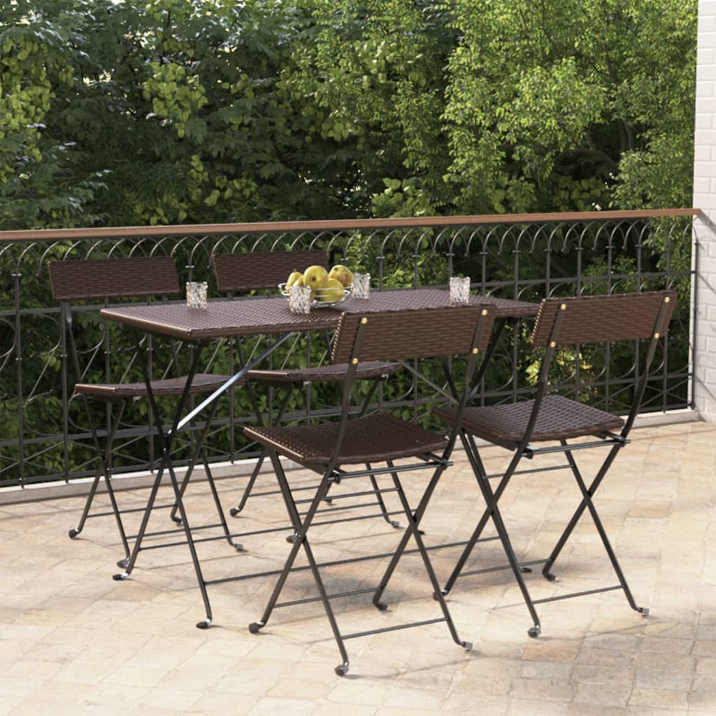 Bistrostühle 4 Stk. Klappbar Schwarz Poly Rattan und Stahl