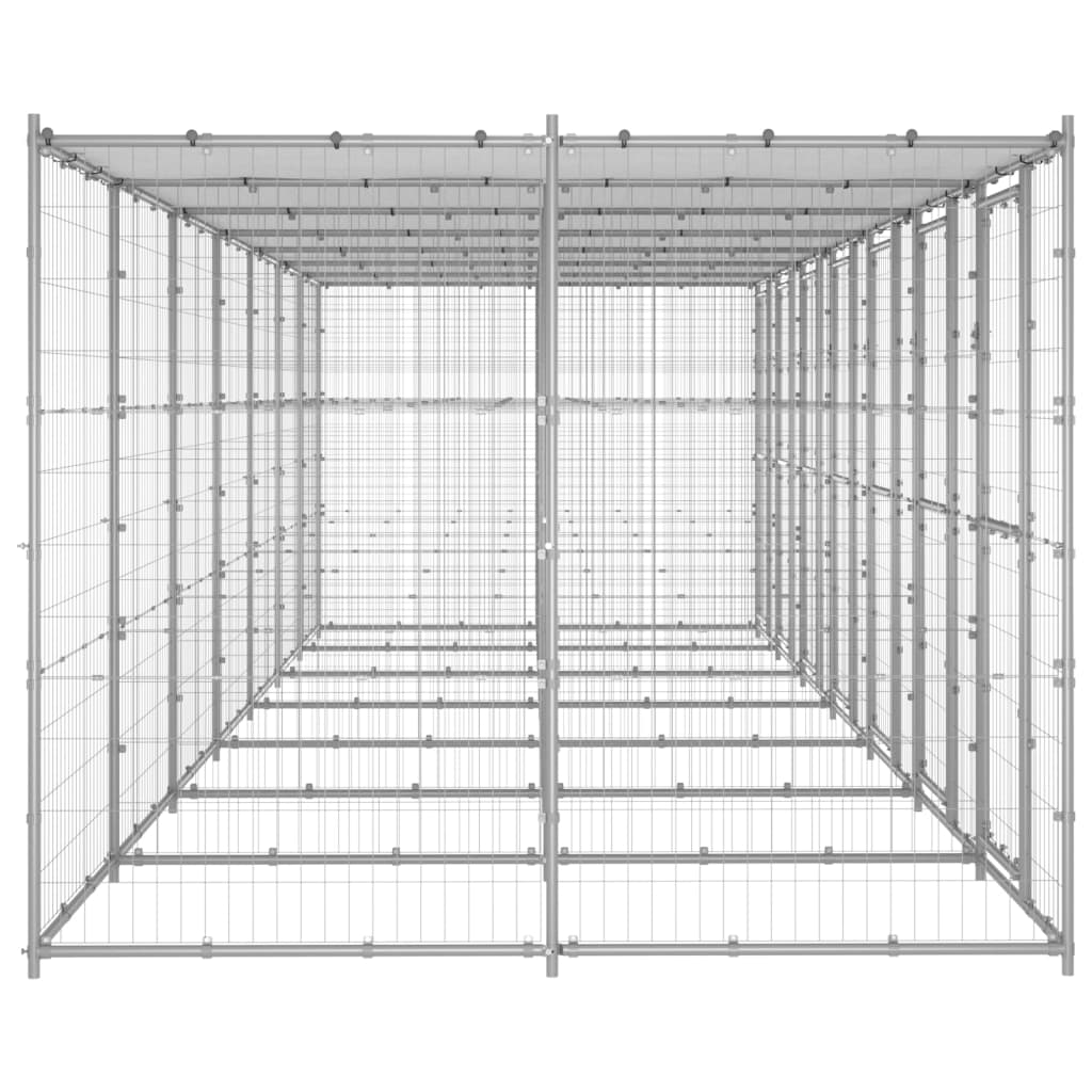 Outdoor-Hundezwinger Stahl mit Überdachung 110x220x180 cm