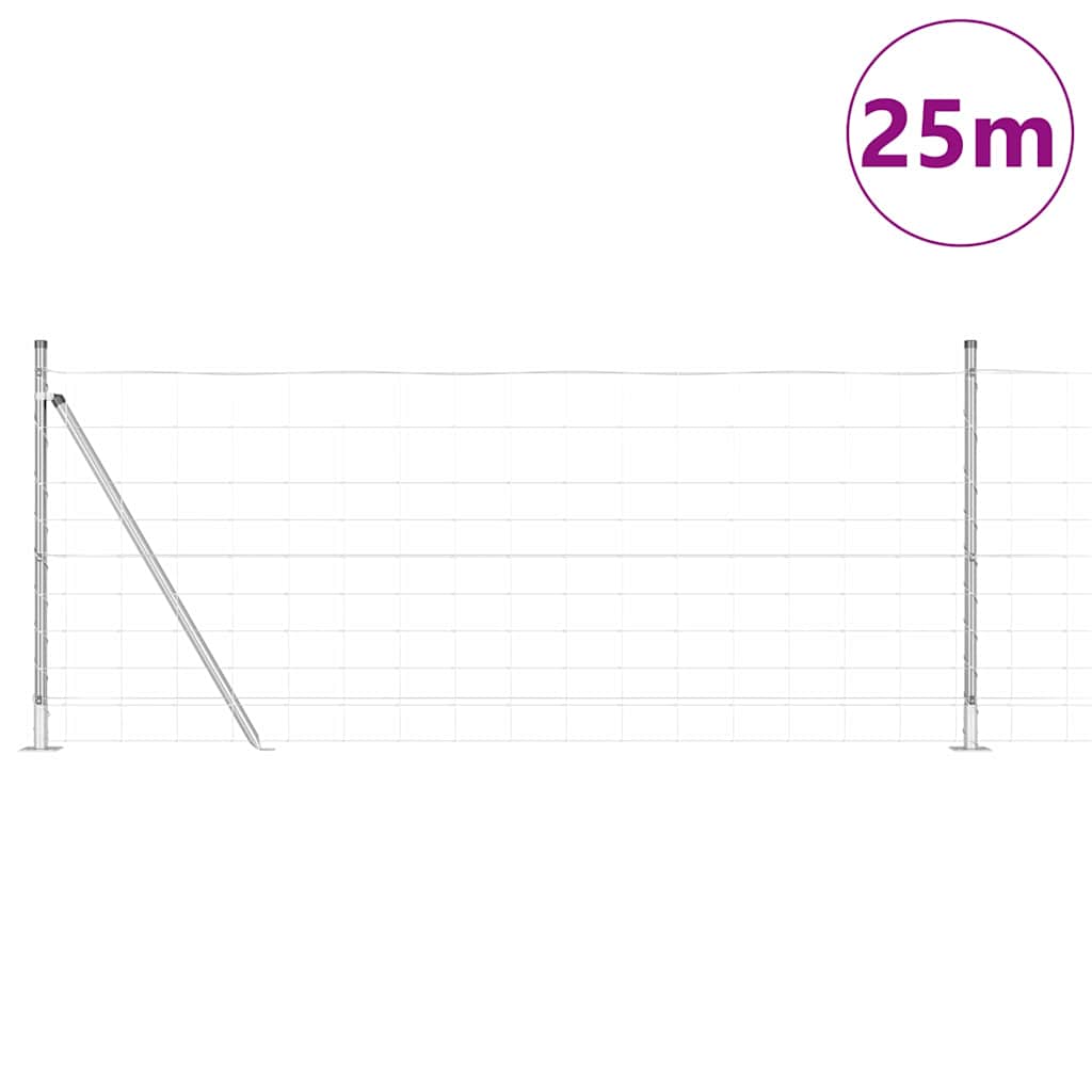 Ground Fix Geschweißter Drahtzaun 25 x 0,8 m Silber Netz