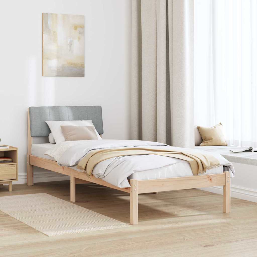 Bettgestell Braun und hellgrau 200 x 200 cm Massivholz Kiefer