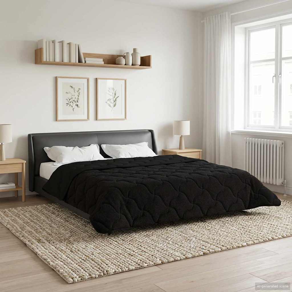 Sommerdecke Anthrazit 135 x 200 cm Mikrofaser und Teddy-Fleece