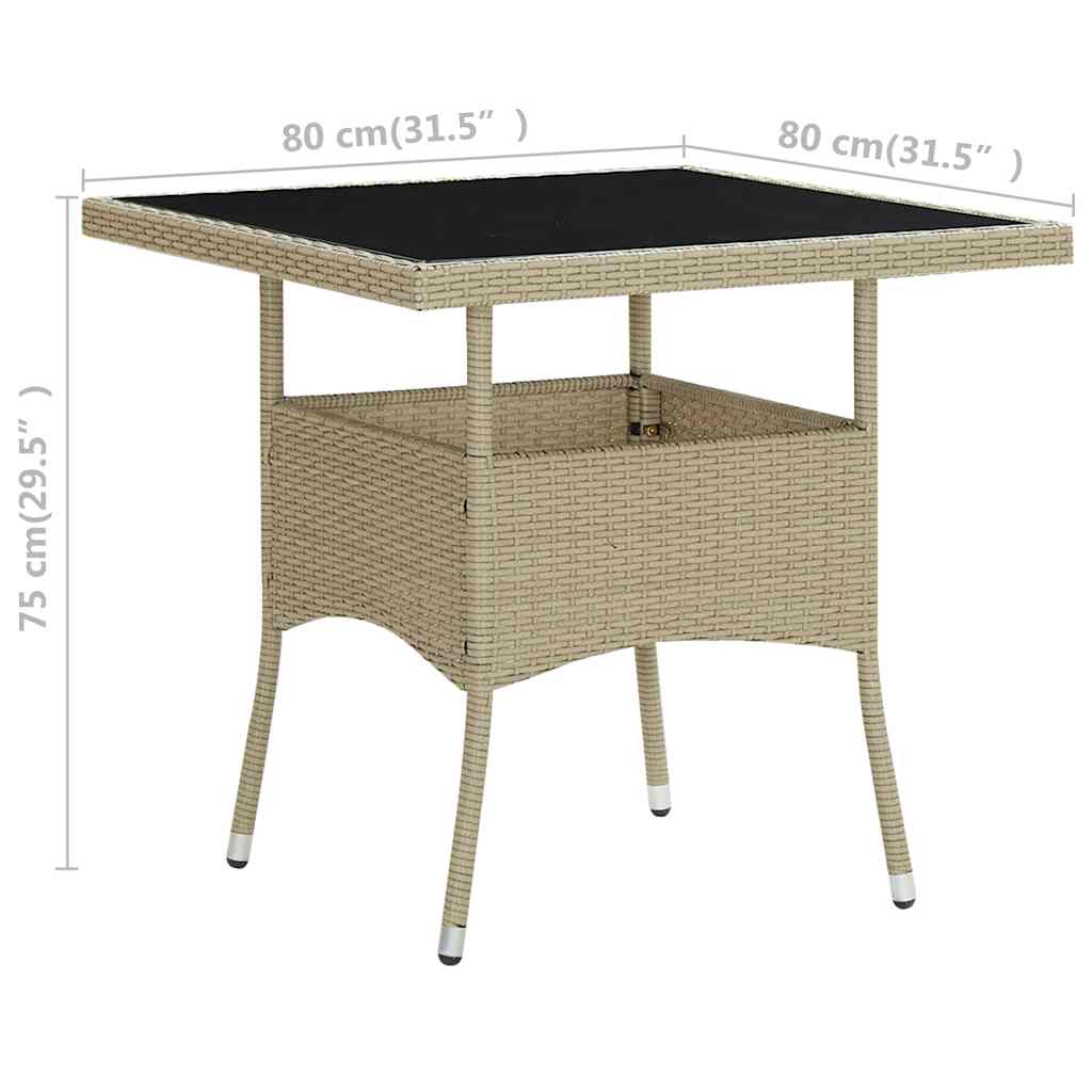 Garten-Esstisch Braun Poly Rattan