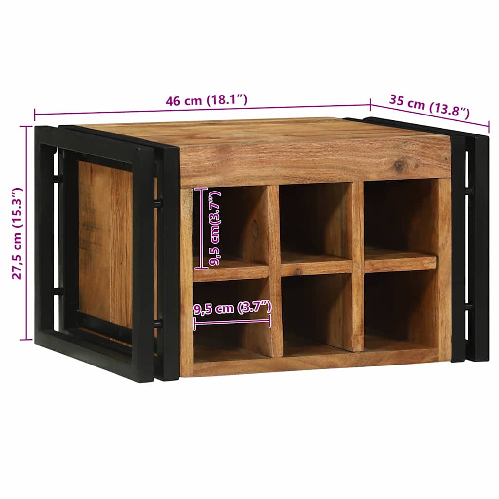 Weinregal Braun und Schwarz 35 x 35 x 39 cm Massivholz Mango