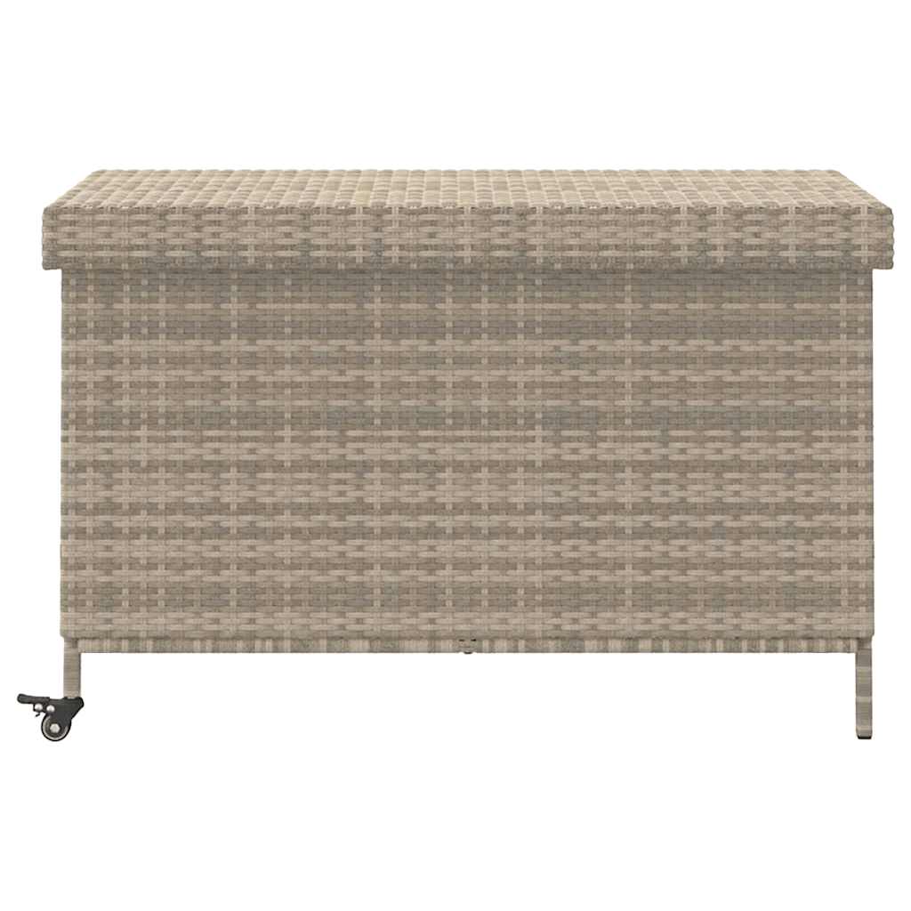 Gartentruhe mit Rollen Schwarz 110x55x73 cm Poly Rattan