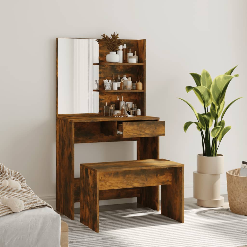 Schminktisch-Set Weiß 74,5x40x141 cm