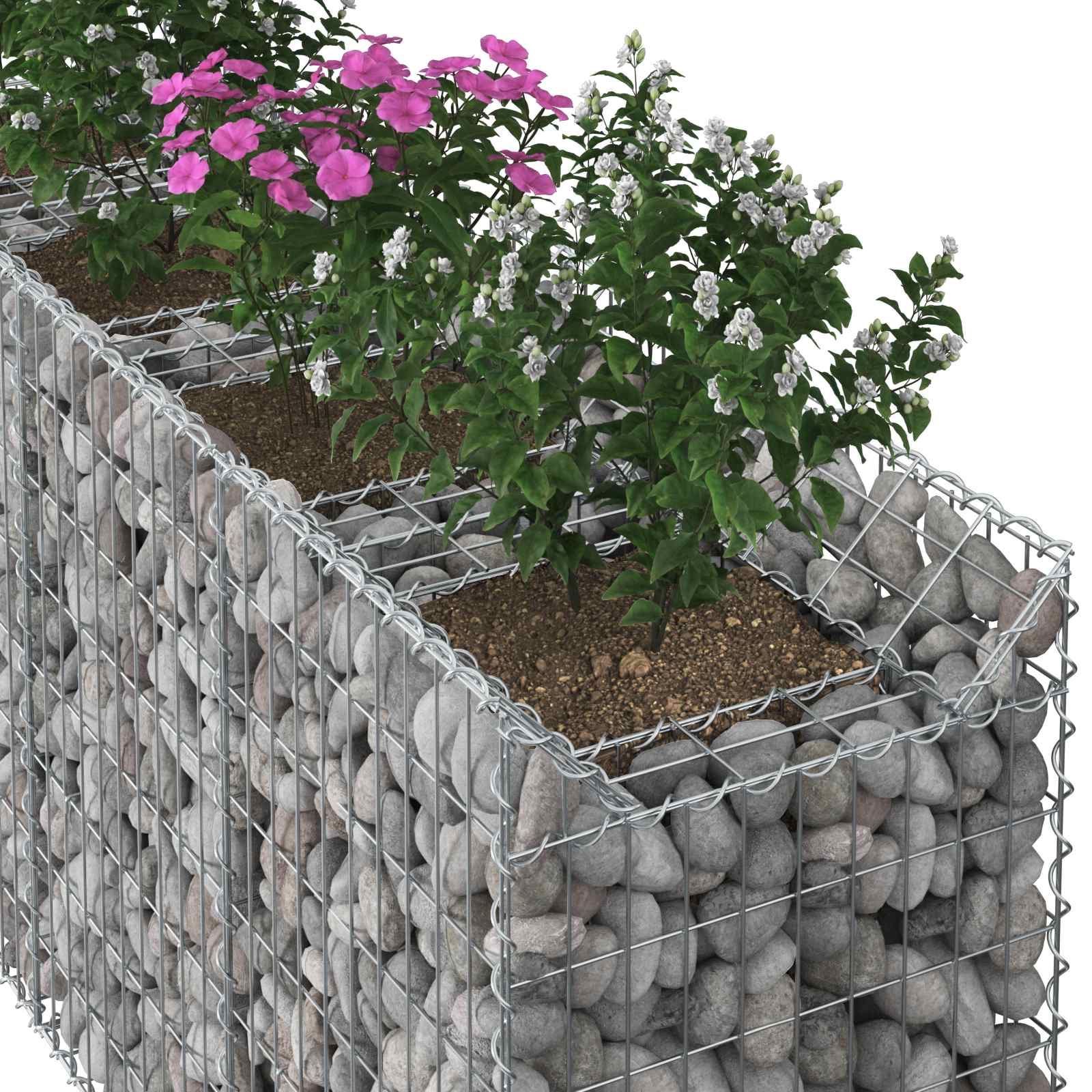 Gabionen-Hochbeet 2 pcs Silber
