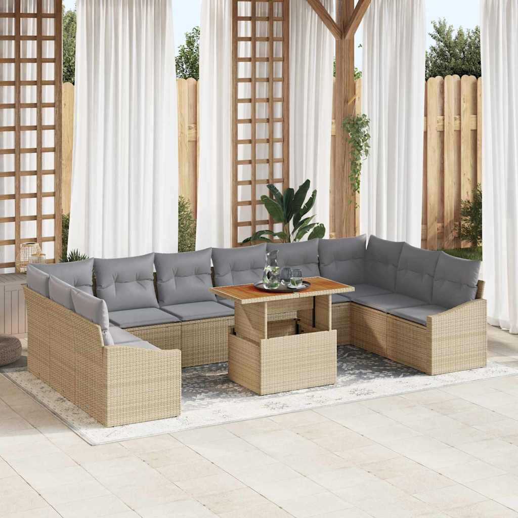 Garten Essgruppe mit Kissen 11 pcs Schwarz und Creme