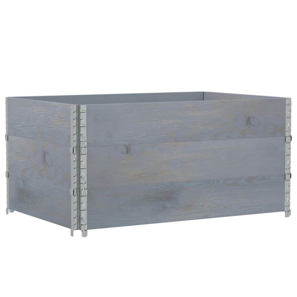 Paletten-Aufsatzrahmen Schwarz 80x60 cm Massivholz Kiefer
