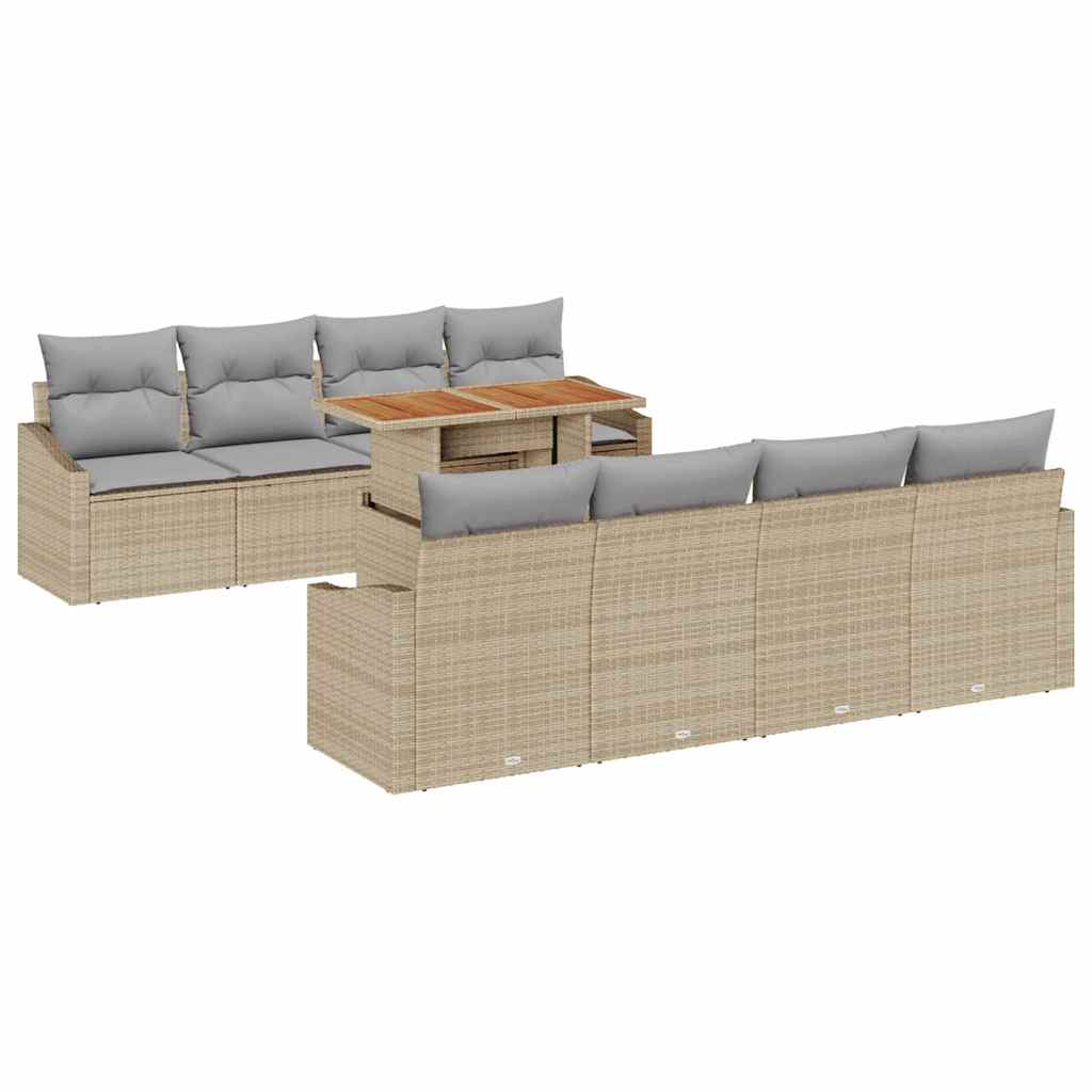 Garten Essgruppe mit Kissen 9 pcs Schwarz und Creme