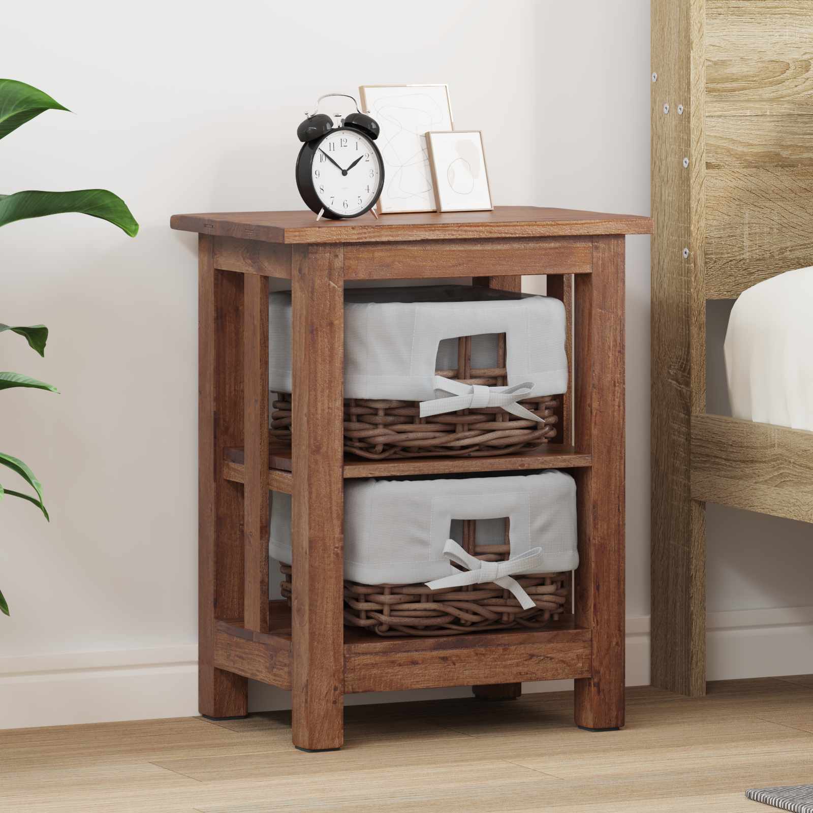 Beistelltisch Braun 38 x 28 x 35 cm Massivholz Mahagoni