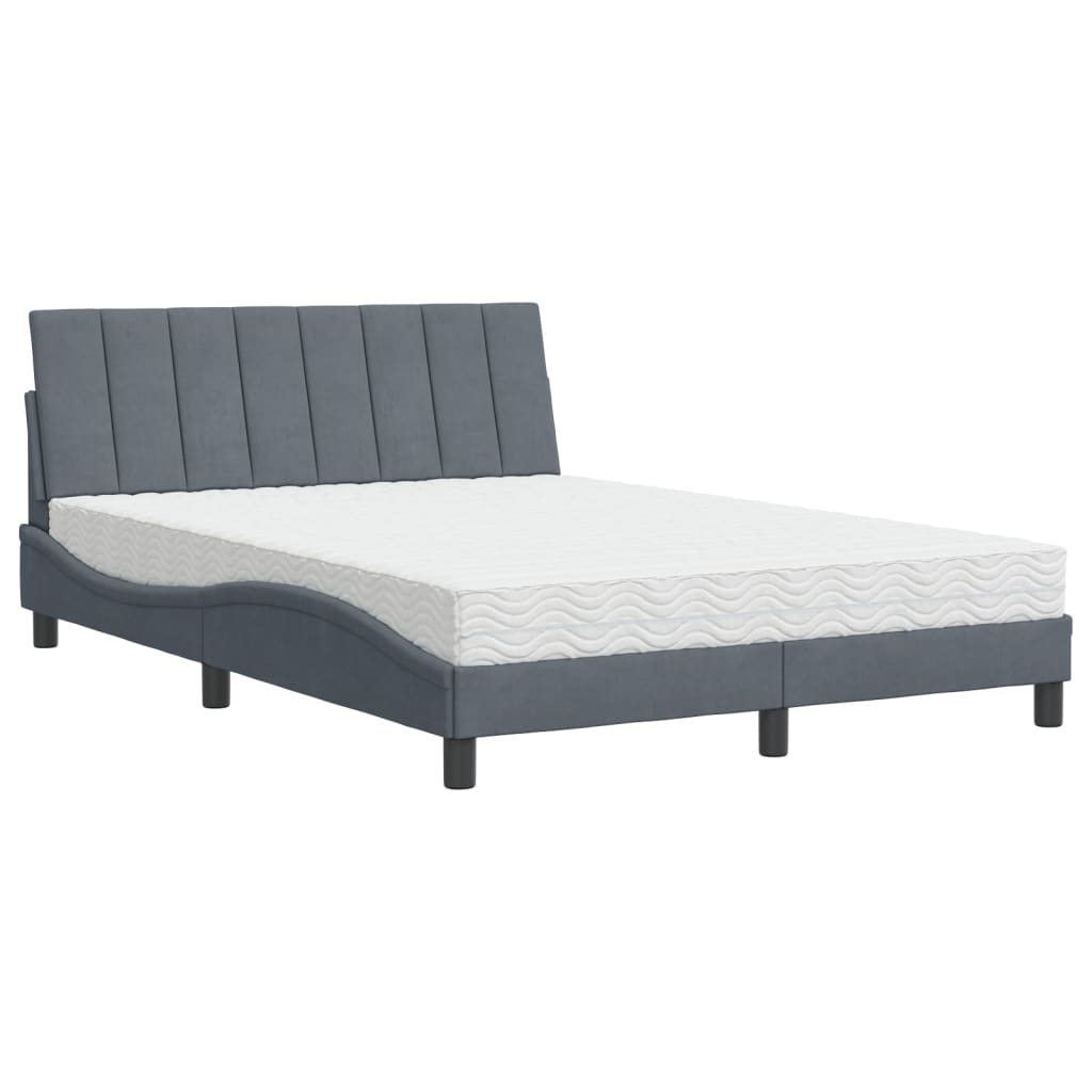 Bett mit Matratze "Hanko" Hellgrau 80x200 cm Samt
