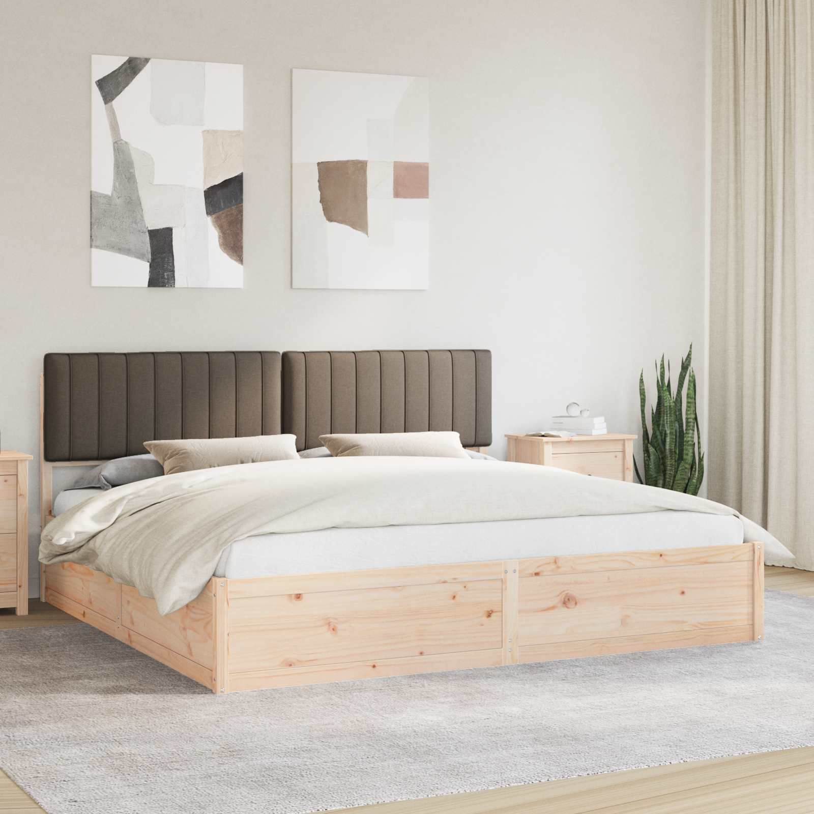 Bettgestell mit gepolstertem Kopfteil Hellgrau 200 x 200 cm