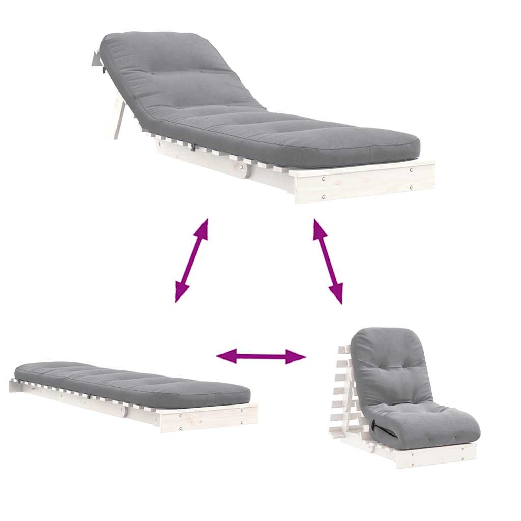 Futon Schlafsofa mit Matratze Braun 70x206x11 Massivholz Kiefer