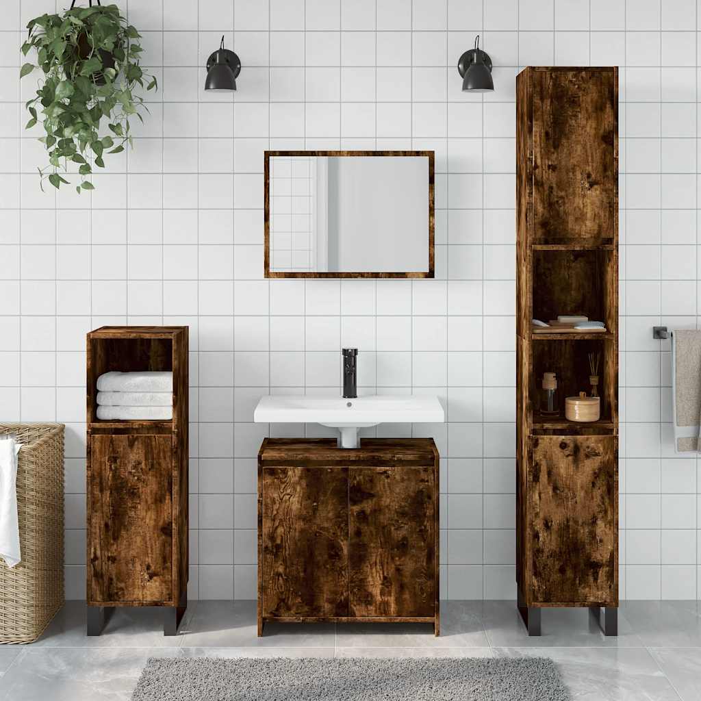 Badmöbel-Set Weiß Holzwerkstoff