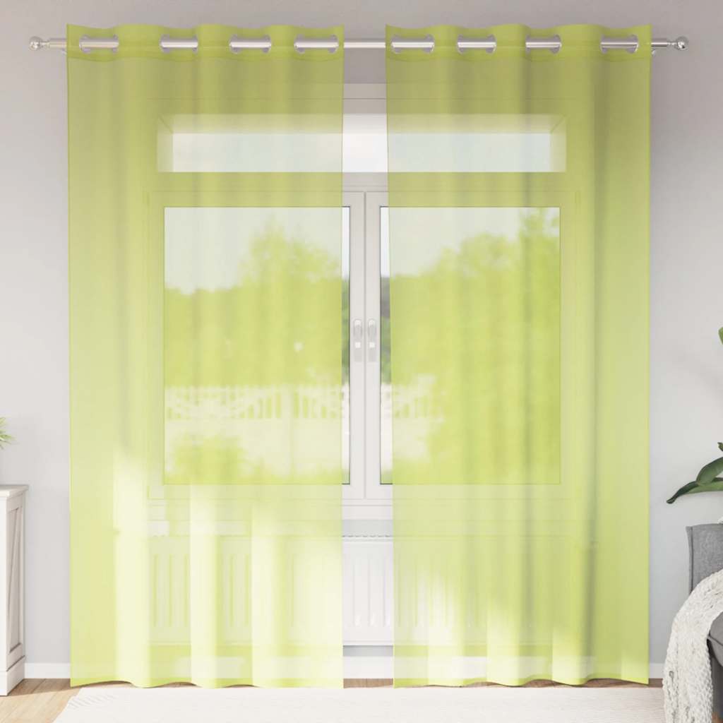 Voile Vorhänge mit Ösen 2 Stk. Apfelgrün 140x140 cm