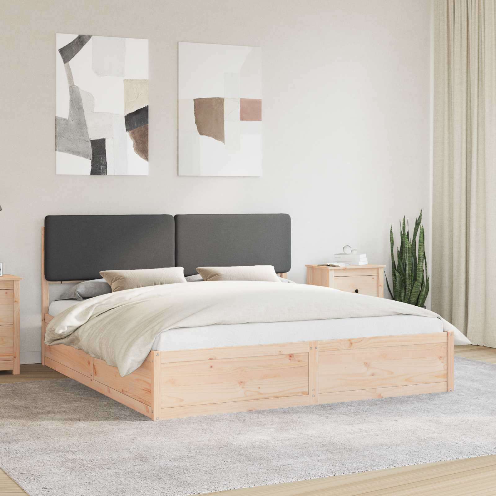 Bettgestell mit gepolstertem Kopfteil Hellgrau 200 x 200 cm