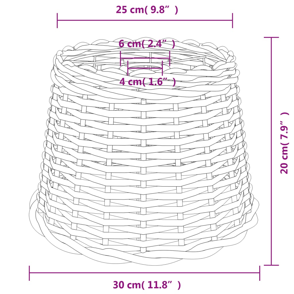 Lampenschirm Weiß Ø15x12 cm Korbweide