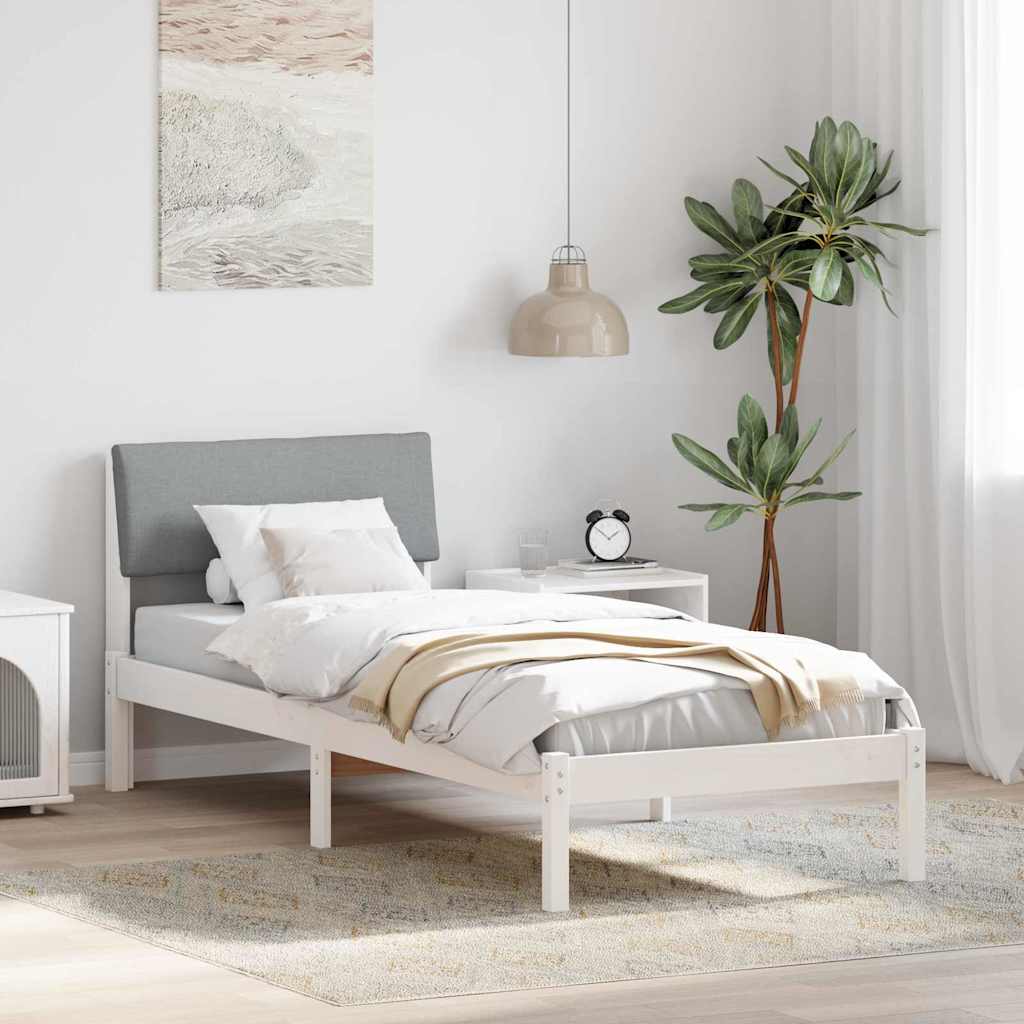 Bettgestell Braun und hellgrau 200 x 200 cm Massivholz Kiefer