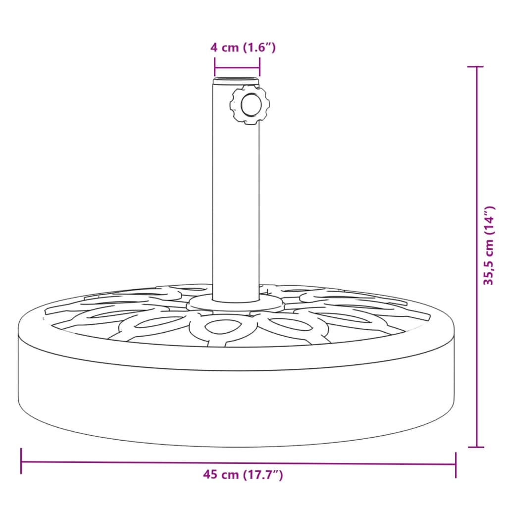 Sonnenschirmständer für Ø38/48 mm Mast 12 kg Rund