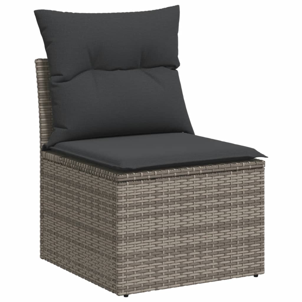 3-tlg. Garten-Sofagarnitur mit Kissen Schwarz Poly Rattan