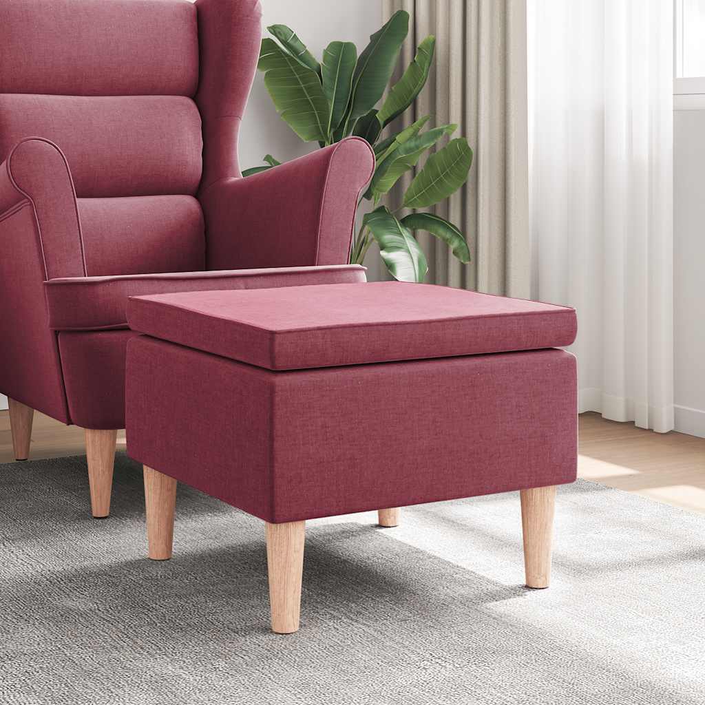 Hocker mit Holzbeinen Schwarz Stoff