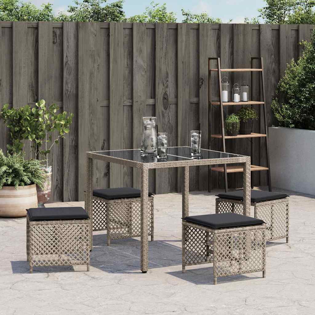 Gartenhocker mit Kissen 4 Stk. Schwarz 41x41x36 cm Poly Rattan
